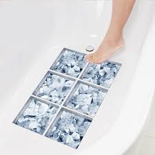 Funlife Anti Slip Bathtub Sticker 3d Ice Cubes Self Adhesive Tub Decals Waterproof Bath Mats Bathroom Floor Wall Waterproof Bath Mat Bath Mat Bathroom Flooring