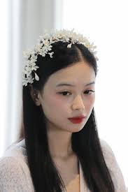 Clay White Floral Bridal Headband, Clay&pearl Crown, Floral Bride  Headpiece, Bridal Flower Crown, Clay Flower, Little Flower Bridal Headband 