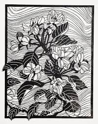 Black And White Linoleum Print Blossom Linocut By Helen Roddie Linocut Art Linocut Linocut Prints