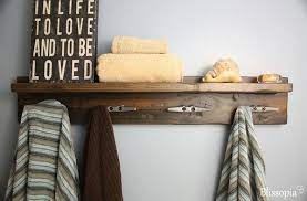 Bath Shelf With Boat Cleat Towel Hooks Bathroom Towel Hooks Rustic Towel Rack Rustic Towels