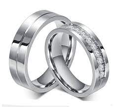 Men Women Cubic Zirconia Wedding Ring Valentines Stainless Steel Band Size 5 12 Engagement Rings Couple Couple Wedding Rings Mens Wedding Rings