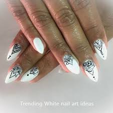 30 Simple Trending White Nail Design Ideas 2 With Images Henna Nails Henna Nail Art Indian Nail Art