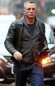 Daniel Craig Leather Jacket With Grey Sweater Layering James Bond Style Leather Jacket Men Style Leather Jacket Men