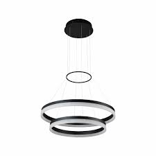 Tania Duo Vmc31730bl 24 Led Chandelier Adjustable Suspension Fixture Modern Two Tier Circular Chandelier Light In Black Shop Vonn Com