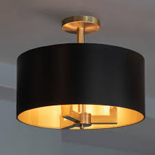 Millennium lighting metal 2 light flushmount ceiling light in modern gold. Dsi Hamilton Collection 3 Light Black And Gold Semi Flush Mount 17860 The Home Depot Semi Flush Ceiling Lights Ceiling Lights Living Room Gold Light Fixture