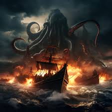 Giant Squid Attacking Ship, 1700 Poster Print By Science Source - Item #  Varscija1128 - Posterazzi