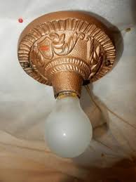 A device that is attached to a wall to hold electric lights or candles 2. Antiques Chandeliers Sconces Lighting Fixtures Deco Spanish Revival Tudor Flush Mount Ceiling Light Fixture W Original Finish