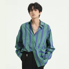 Male Vintage Fashion Streetwear Loose Dress Shirts Men Long Sleeve Casual Stripe Shirt In 2020 Mens Shirt Dress Casual Stripes Long Sleeve Casual