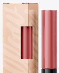 Download Cosmetic Packaging Box With Lipstick Mockup Front View In Box Mockups On Yellow Images Object Mockups PSD Mockup Templates