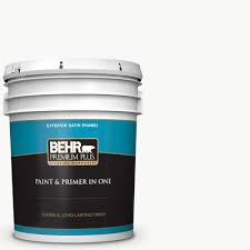 Send a houzz gift card! Behr Premium Plus 5 Gal Ultra Pure White Satin Enamel Exterior Paint And Primer In One 905005 The Home Depot