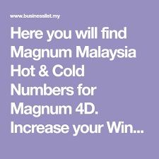 Here You Will Find Magnum Malaysia Hot Cold Numbers For Magnum 4d Increase Your Winning By Magnum Hot Cold Numbers Tool Magnum Cold Malaysia