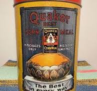 Vintage 1980s Quaker Corn Meal Metal Tin Royal Bar Kitchen ...