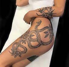 Tattoo Snake Blackwork 24 Ideas Thigh Tattoos Women Thigh Piece Tattoos Hip Thigh Tattoos