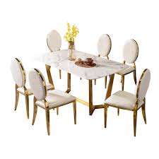 This beautiful side chair is a piece of art for your dining room. Italian Stainless Steel Wedding Dinning Tables Sets Luxury Dining Chairs Modern Marble Dining Table Set Dining Tables Aliexpress