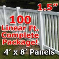 Find the right products at the right price every time. 100 Ft Complete Solid Pvc Vinyl Closed Top Picket Fencing Package 4 X 8 Fence Panels W 1 5 Spacing