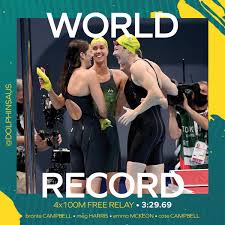 She could potentially the winning 8 medals (100 fly, 50, 100. Australian Swim Team Ø¹Ù„Ù‰ ØªÙˆÙŠØªØ± New World Record Bronte Campbell Meg Harris Emma Mckeon And Cate Campbell Have Broken The World Record Going Under The 3 30 Mark In The 4x100 Free