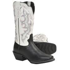 Black And White Cowboy Boots Justin Boots Stampede Punchy Cowboy Boots Feature A Chic Square Toe Design And Rich Contrasting Leather Leather Cowboy Boots Cowboy Boots Women Justin Boots