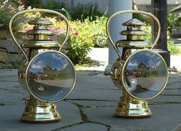 Antique Lighting Pair Brass Automobile Car Oil Lanterns Antique Lanterns Oil Lantern Antique Lighting