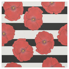 Easy to follow instructions guide you through. Red Poppy Flowers With Black And White Stripes Fabric Zazzle Com