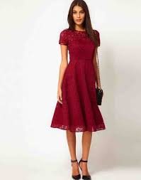 Modest Red Bridesmaid Dresses Lace Dress Fashion Floral Occasion Dresses