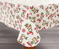 These may have graphics of a wedding cake, a bride and groom, or champagne glasses. Woodland Collection Hope Joy Noel Christmas Holiday Vinyl Tablecloth With Polyester Backing 52 X 52 Buy Online In Aruba At Aruba Desertcart Com Productid 47582145