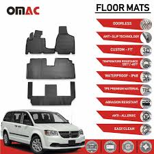 Floor Mats Liner 3d Molded Black For 7 Seat Chrysler Town Country 2008 2016 Chrysler Town And Country Floor Mats Chrysler