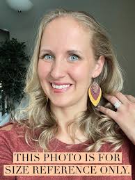 Dark Blue, White Lace and Red Triple Layered Faux Leather Stainless Steel  Earrings