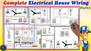 Two cables carrying 120 volts each (for a total of 240 volts) and one grounded neutral wire. Complete Electrical House Wiring Single Phase Full House Wiring Diagram Part 1 Youtube