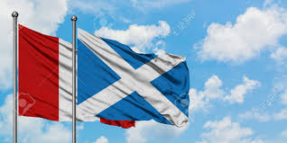 Scotland is a country that is part of the united kingdom. Peru And Scotland Flag Waving In The Wind Against White Cloudy Stock Photo Picture And Royalty Free Image Image 146983311