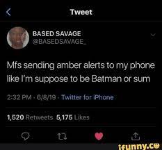 Dear prudence, i love my daughter but she has the worst taste in men. Mfs Sending Amber Alerts To My Phone Like I M Suppose To Be Batman Or Sum Amber Alert Funny Batman Memes Science Humor