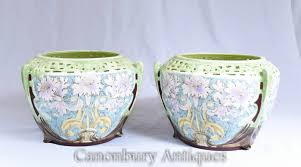 Everyone will agree that floral patterns are one of the top pattern design themes. Pair Art Nouveau Porcelain Planters Floral Pots