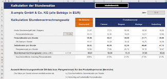 Die exakte kalkulation ihrer speisen ist für ihr unternehmen überlebensnotwendig. Excel Stundenverrechnungssatz Vorlage Fur Die Kalkulation Eines Stundensatzes