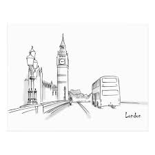 London Sketch Art Postcard Zazzle Co Uk London Sketch City Sketch City Drawing