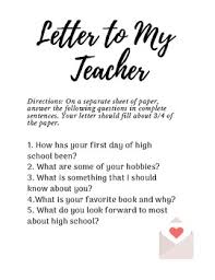 Teachers form a significant part of every educational organization. Letter To My Teacher First Day Activity By Allison S Activities