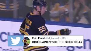 Never mind the goal by ristolainen, that goal celebration in itself was great enough. Rasmus Ristolainen Brought Out The Best Celebration Of The Season After His Incredible Goal Article Bardown