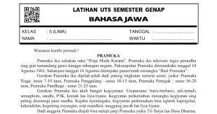 Aksara jawa adalah turunan dari jenis aksara brahmi. Contoh Soal Soal Bahasa Jawa Kelas 5