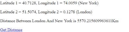 Javascript Calculate Distance Between Latitude Longitude Points Js Online