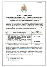 Notis Makluman Pembukaan Sepenuhnya Fasiliti Sukan Dbkl Bagi Aktiviti Sukan Majlis Sosial Dalam Tempoh Pkp Portal Rasmi Dewan Bandaraya Kuala Lumpur