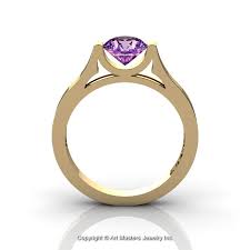 For modern brides, our wishbone shaped wedding rings set with diamond clusters are the ideal ladies' wedding band. Modern 14k Yellow Gold Designer Wedding Ring Or Engagement Ring For Women With 1 0 Ct Amethyst Center Stone R665 14kygam Caravaggio Jewelry