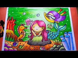 Cara mewarnai gradasi dengan crayon oilpastel chicken. Susi Art And Drawing Youtube Mermaid Drawings Art Drawings For Kids Canvas Art Projects