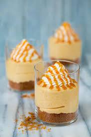Thanksgiving Recipes No Bake Pumpkin Cheesecakes With Caramel Sauce Pumpkin Dessert No Bake Pumpkin Cheesecake Desserts