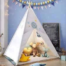 Buy Teepee Play Tent For Kids With Gifts Coloured Flag Feathers And Carry Case Indoor Outdoor Playhouse For Baby Toddler Teepee Toys For Boys And Girls Online In Taiwan B089gfnl4l