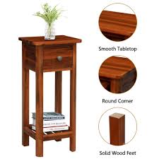 The del mar 2 drawer nightstand with personal security drawer offers coastal casual transitional styling. Generic 2pcs 2 Tier End Bedside Sofa Side Table With Drawer Shelf Acacia Wood Nightstand