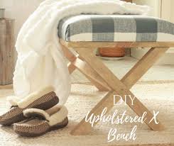 This bench featuring timeless nailhead trim and dark walnut finished wood legs, can provide seating and double as a coffee table, serve as a bedroom bench, or as an entryway bench with storage. Diy Upholstered X Bench Twelve On Main