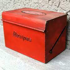 Vintage Metal Recipe Box In Orange Antique Metal Recipe Box Retro Recipe Box Vintage Recipe Box