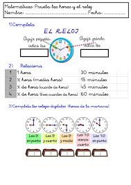 Prueba Las Horas Y El Reloj Prueba De Matematicas Cursos De Matematicas Matematicas Primero De Primaria