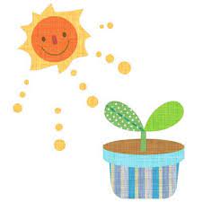 鉢植えの双葉に にこにこお日様がふりそそいでいる無料イラストです 太陽イラスト 無料 イラスト イラスト