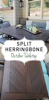 Split Herringbone Patio Tabletop Deeplysouthernhome Diy Patio Table Diy Outdoor Table Outdoor Patio Table