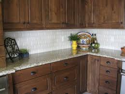 Knotty Alder With White Subway Tile Stained Kitchen Cabinets Walnut Kitchen Cabinets Refacing Kitchen Cabinets