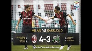 Доннарумма, кьер, томори, калабрия (калулу, 86), диогу далот, кессиэ, мейте. Milan Sassuolo 4 3 Stagione 2016 2017 Youtube